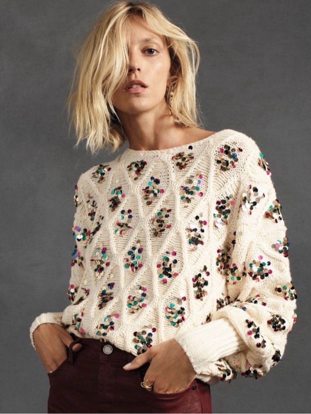 Anthropologie Lara Sequin Sweater